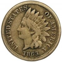 1862 or 1863 Copper Nickel Indian Head Cent Coin From The Civil War - Fine