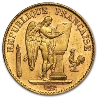 1800's French 20 Francs Lucky Angel Gold Coin - Random Date - AU+