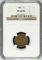 1887 Proof Indian Head Cent Coin - NGC PF-66 Brown