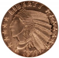 1 oz Copper Round - 1911 Incuse Indian Design