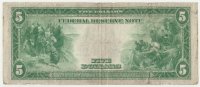 1914 $5.00 Federal Reserve Note - Large Type - Fine
