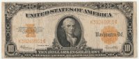 1922 $10.00 Gold Certificate - Large Type - Fine