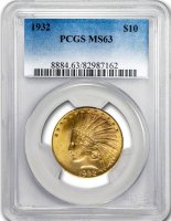 $10.00 Indian Head Gold Eagle Coins - Random Dates - PCGS or NGC MS-63
