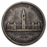 1939 Canadian Silver Dollar Coin - Royal Visit - Average Circulated