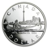 1984 Canadian Toronto 150th Anniversary Proof Silver Dollar - Gem Proof w/ Box