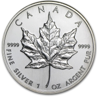1995 1 oz Canadian Silver Maple Leaf Coin - Low Mintage - Gem BU