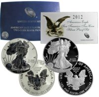 2012-S 2-Coin American Silver Eagle San Francisco 75th Anniversary Set - (w/ Box & COA)