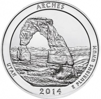 2014 Arches Quarter Coin - $25.00 U.S. Mint Sealed Bag - P Mint - BU