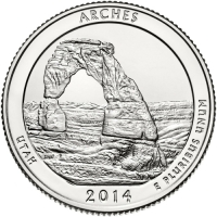 2014 Arches Quarter Coin - P or D Mint - BU