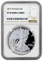 2017-W 1 oz American Proof Silver Eagle Coin - NGC PF-70 Ultra Cameo