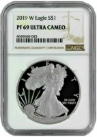 2019-W 1 oz Proof American Silver Eagle Coin - NGC PF-69 Ultra Cameo
