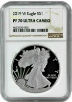 2019-W 1 oz Proof American Silver Eagle Coin - NGC PF-70 Ultra Cameo