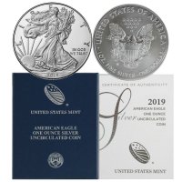 2019-W 1 oz American Burnished Silver Eagle Coin - Gem BU (w/ Box & C.O.A.)