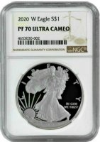 2020-W 1 oz Proof American Silver Eagle Coin - NGC PF-70 Ultra Cameo