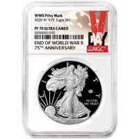 2020-W Proof American Silver Eagle - WWII V75 Privy - NGC PF-70 V Day Label