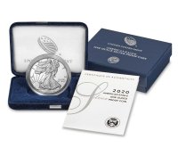 2020-S 1 oz Proof American Silver Eagle Coin - Gem Proof (w/ Box & COA)