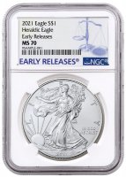 2021 1 oz American Silver Eagle Coin - Type 1 - NGC MS-70 Early Release