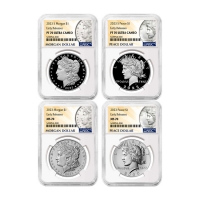 2023 Proof and Mint State Morgan and Peace Silver Dollar 4 Pc Set - NGC MS/PF-70 Early Releases - Morgan and Peace Dollar Label - SPECIAL COMBO SET