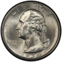 1934-D Washington Silver Quarter Coin - Heavy Motto - Choice BU