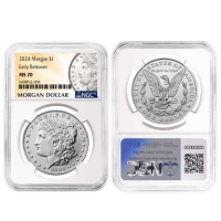 2024 Morgan and Peace Silver Dollar 2 Pc Set - NGC MS-70 Early Releases - Morgan and Peace Dollar Label
