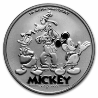 2025 Niue 1 oz Silver $2 Disney Mickey, Donald & Goofy  - Gem BU
