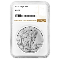 2025 1 oz American Silver Eagle Coin - NGC MS-69 Brown Label