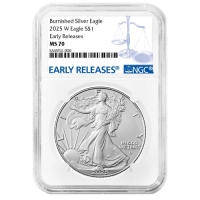 2025-W 1 oz Burnished American Silver Eagle Coin - NGC MS-70 Early Release