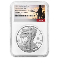 2025-W 1 oz Proof American Silver Eagle Coin - U.S. Army Privy - NGC PF-69 Ultra Cameo - Military Label 250th Anniversary