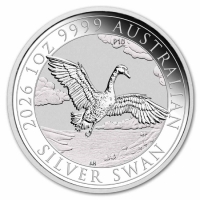 2026 1 oz Australian Silver Swan Coin - 10th Anniversary Privy - Gem BU 