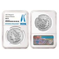 2021 Morgan and Peace Silver Dollar 6 Pc Set - NGC MS-70 Advanced Release - Advanced Release Label