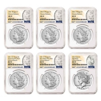2021 Morgan and Peace Silver Dollar 6 Pc Set - NGC MS-70 Advanced Release - 100th Anniversary Label