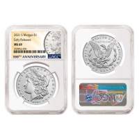 2021 Morgan and Peace Silver Dollar 6 Pc Set - NGC MS-69 Early Release - 100th Anniversary Label