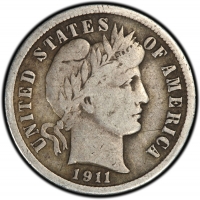 1892-1916 50-Coin 90% Silver Barber Dime Roll - Fine