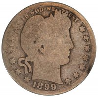 1892-1916 40-Coin 90% Silver Barber Quarter Roll - Avg. Circ.