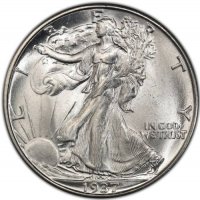 1937-D Walking Liberty Silver Half Dollar Coin - BU