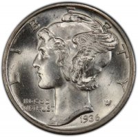 1936-S Mercury Silver Dime Coin - Choice BU