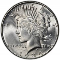 1934-D Peace Silver Dollar Coin - Brilliant Uncirculated (BU)