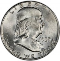 1957-D Franklin Silver Half Dollar Coin - Choice BU