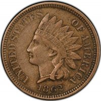 1862 or 1863 Copper Nickel Indian Head Cent Coin From The Civil War - Very Fine