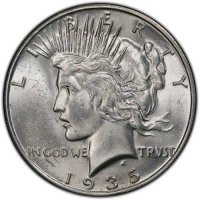 1935-S Peace Silver Dollar Coin - Brilliant Uncirculated (BU)