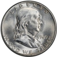 1949-D Franklin Silver Half Dollar Coin - Choice BU