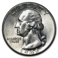 1946 Washington Silver Quarter Coin - Choice BU