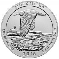 2018-P 5 oz Burnished Block Island ATB Silver Coin (w/ Box & COA)