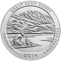 2014-P 5 oz Burnished Great Sand Dunes ATB Silver Coin (w/ Box & COA)