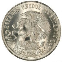 1968 Mexican Olympic Dancer Silver 25 Pesos Coin - BU