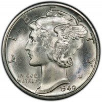 1940-D Mercury Silver Dime Coin - Choice BU