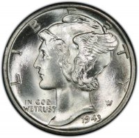 1943-D Mercury Silver Dime Coin - Choice BU