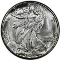1942-D Walking Liberty Silver Half Dollar Coin - BU
