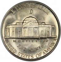 1944-D Jefferson War Nickel Silver Coin - Choice Uncirculated