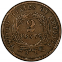 1864 or 1865 Two Cent Pieces from the Civil War - Extremely Fine